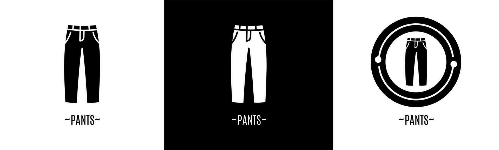 Pants logo set. Collection of black and white logos. Stock vector. vector