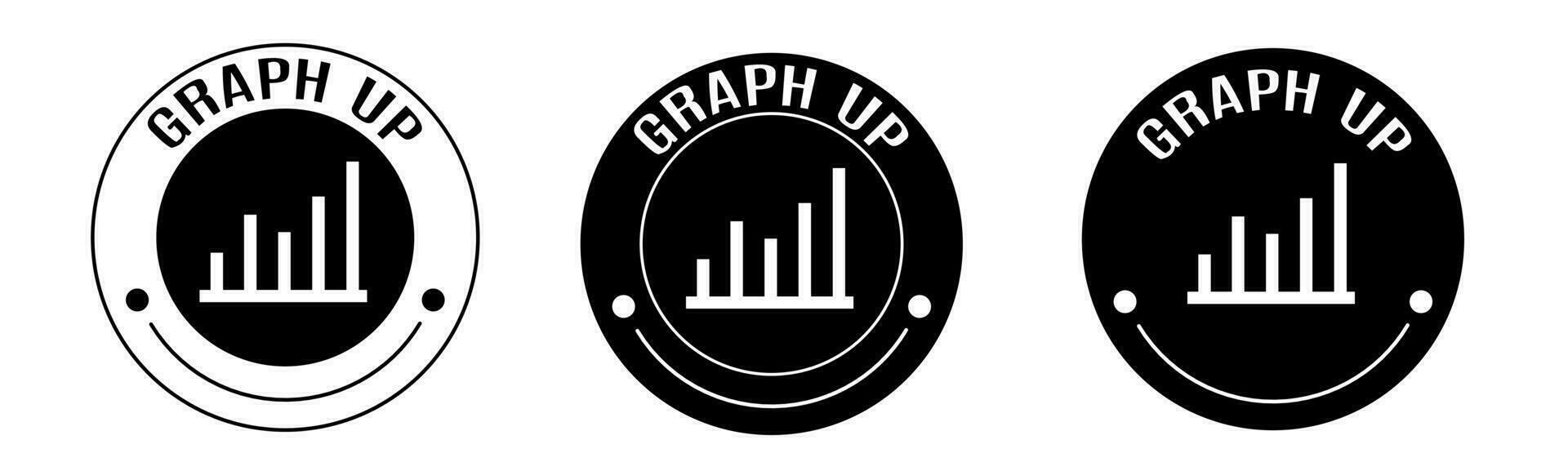 Black and white illustration of graph up icon in flat. Stock vector. vector