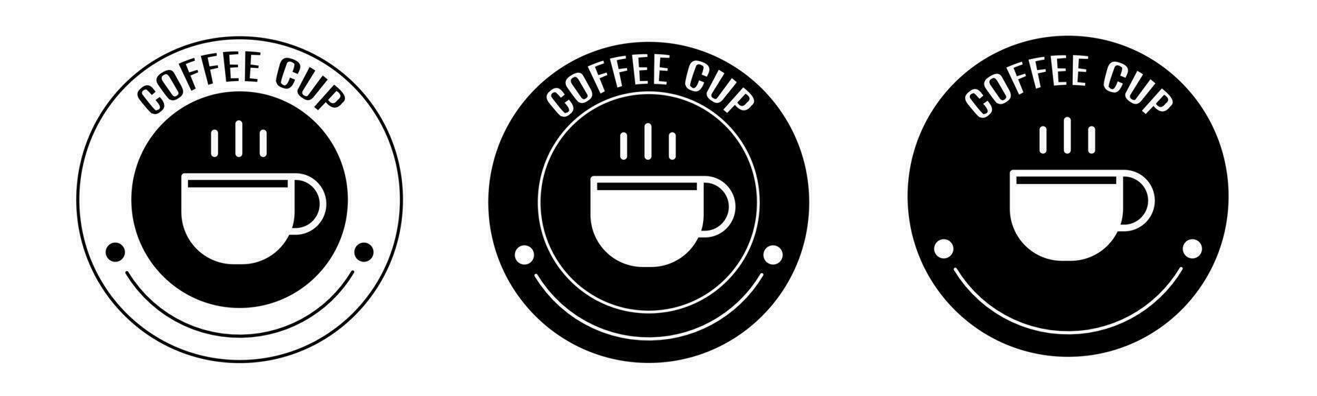 Black and white illustration of coffee cup icon in flat. Stock vector. vector