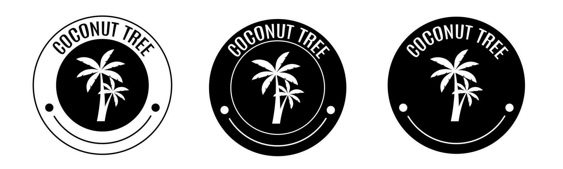 Black and white illustration of coconut tree icon in flat. Stock vector. vector