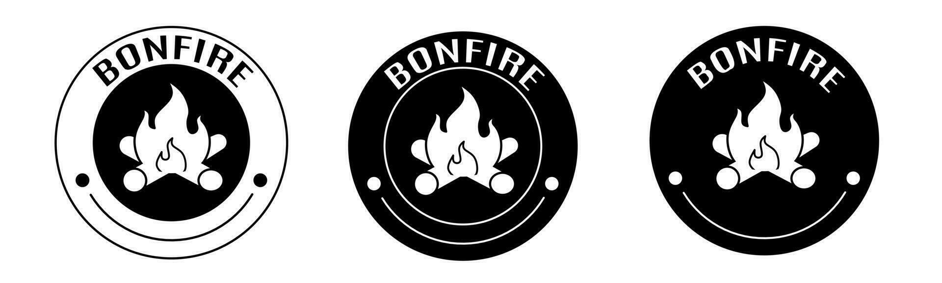 Black and white illustration of bonfire icon in flat. Stock vector. vector