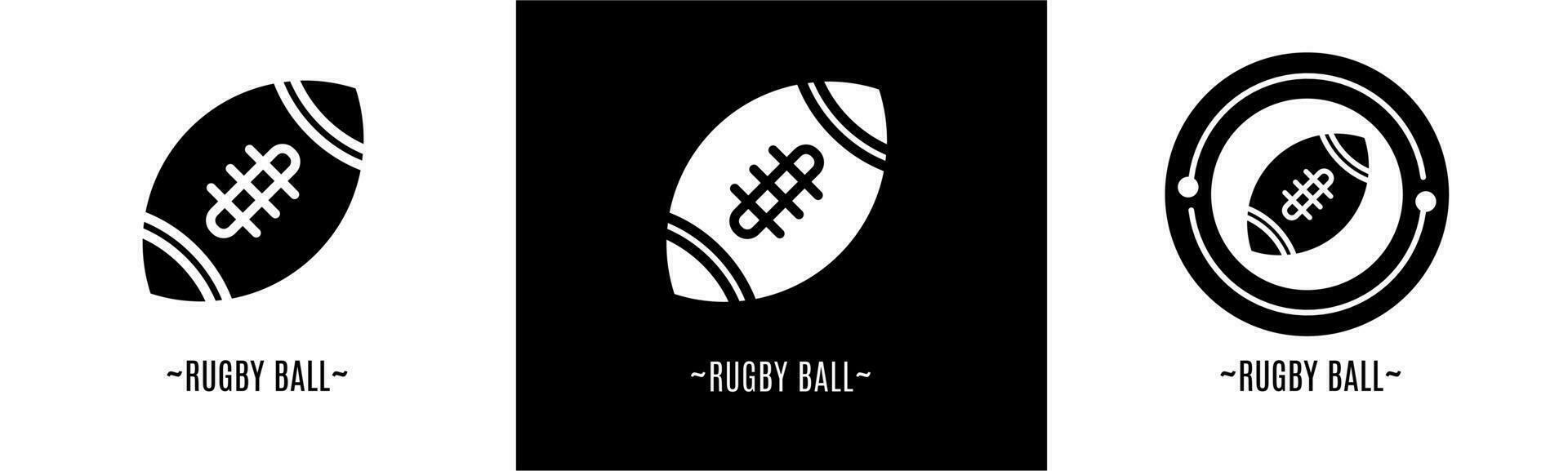 Rugby ball logo set. Collection of black and white logos. Stock vector. vector