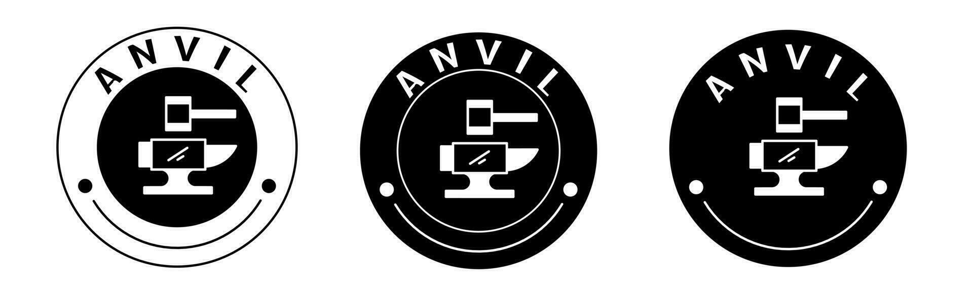 Black and white illustration of anvil icon in flat. Stock vector. vector