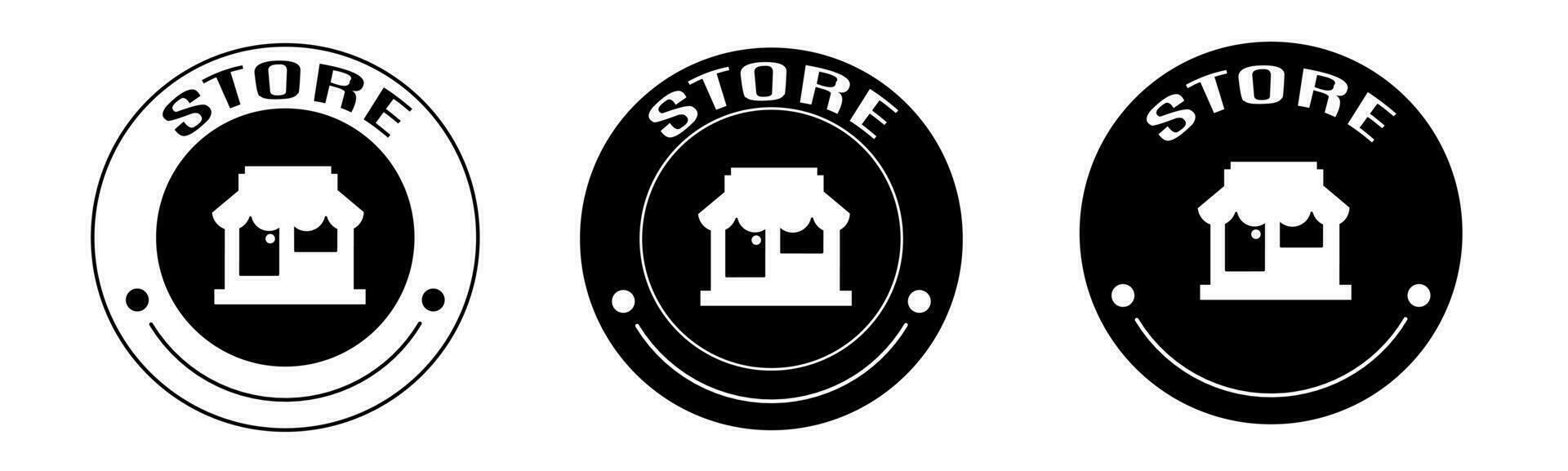 Black and white illustration of store icon in flat. Stock vector. vector