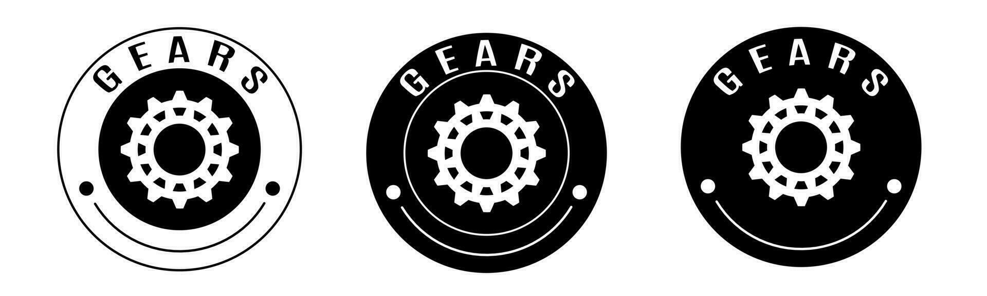 Black and white illustration of gear icon in flat. Stock vector. vector