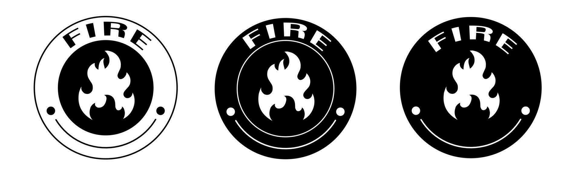 Black and white illustration of fire icon in flat. Stock vector. vector