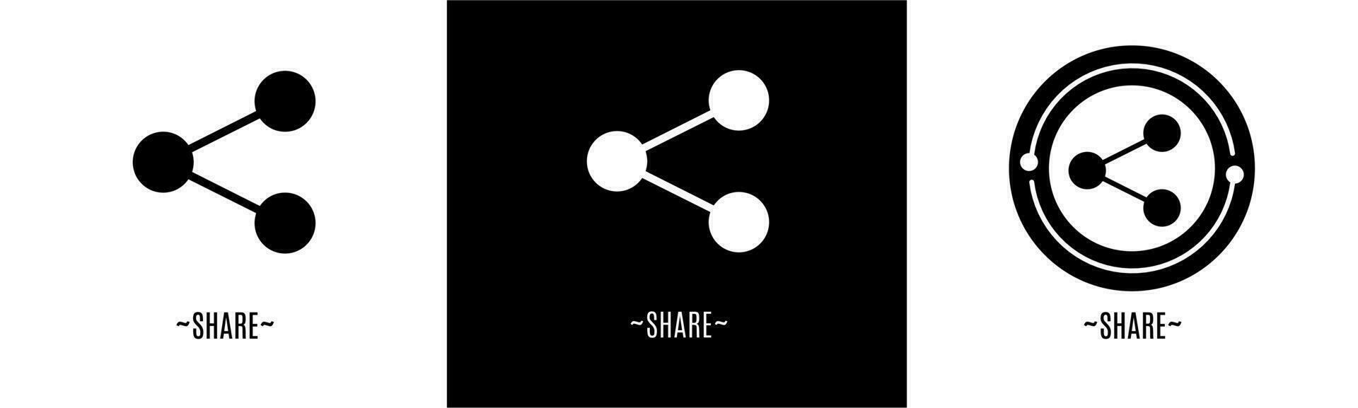 Share logo set. Collection of black and white logos. Stock vector. vector