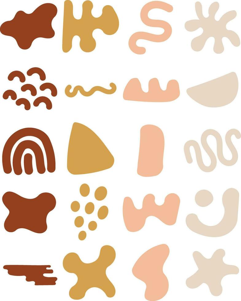 Warm Tone Abstract Shapes Illustration Set vector