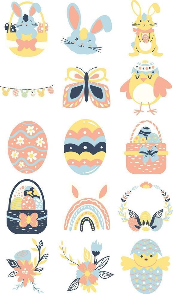 Cute Easter Illustration Set vector