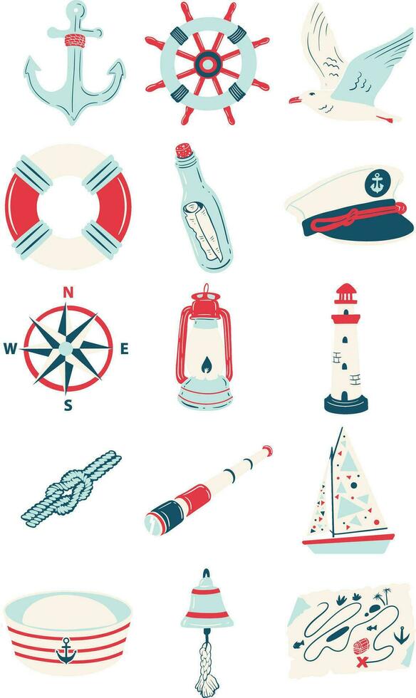 Ocean Breeze Nautical Illustration Set vector