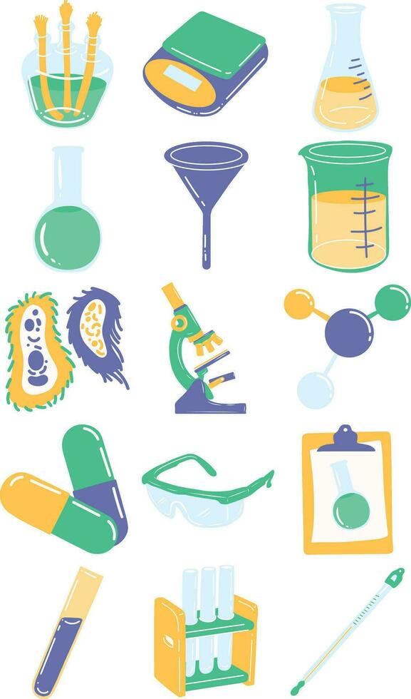 Fun Science Laboratory Equipment Illustration Set vector