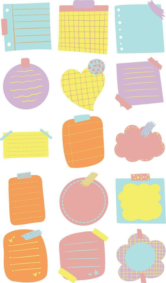 Cute Sticky Note Illustration Set vector