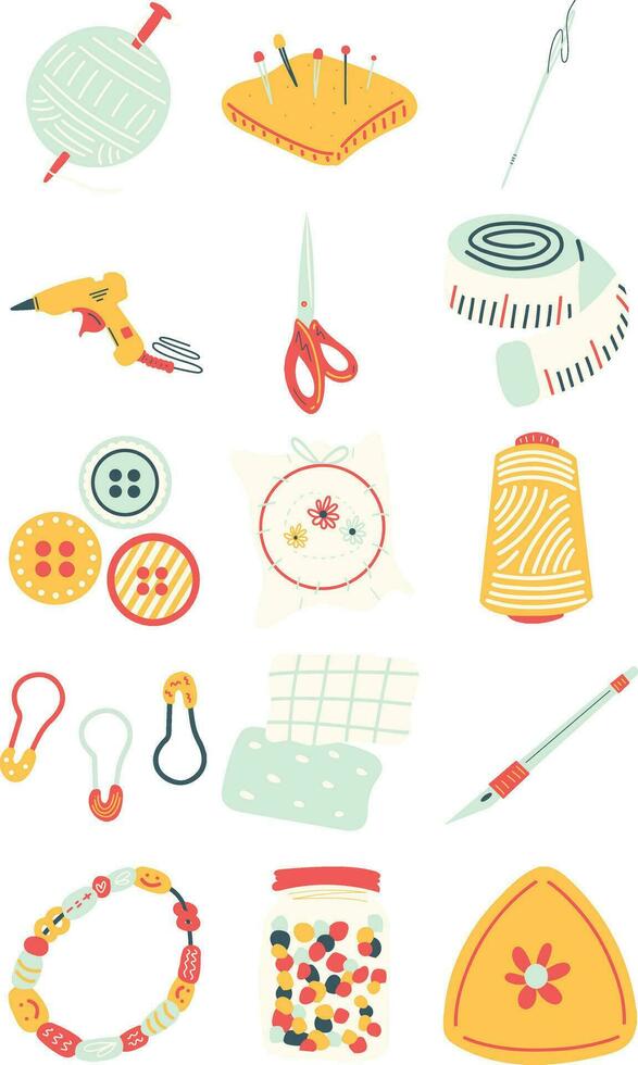 Playful Craft and Art Essentials Illustration Set vector