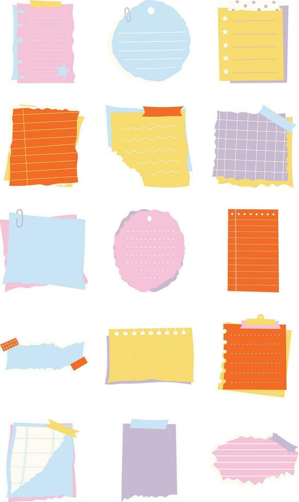 Sweet Ripped Paper Note Illustration Set vector