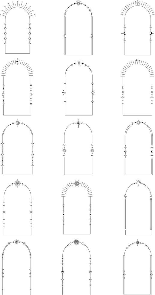 Celestial Monoline Arch Frame Elements Set vector