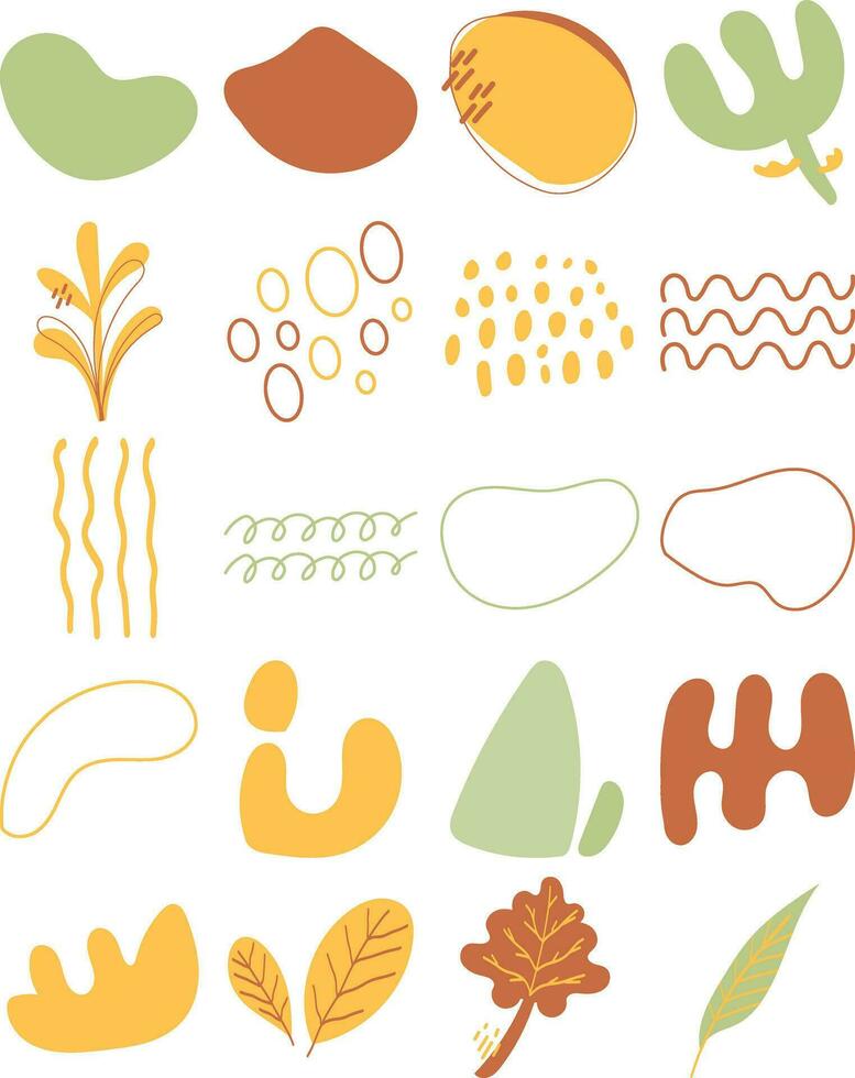Autumn Sensation Abstract Organic Shapes Illustration Set vector