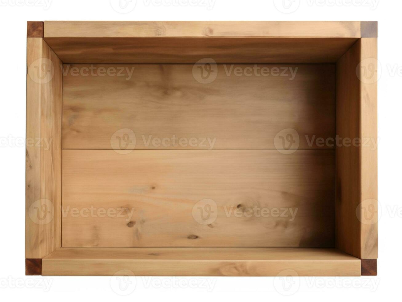 Empty wooden box isolated on white photo