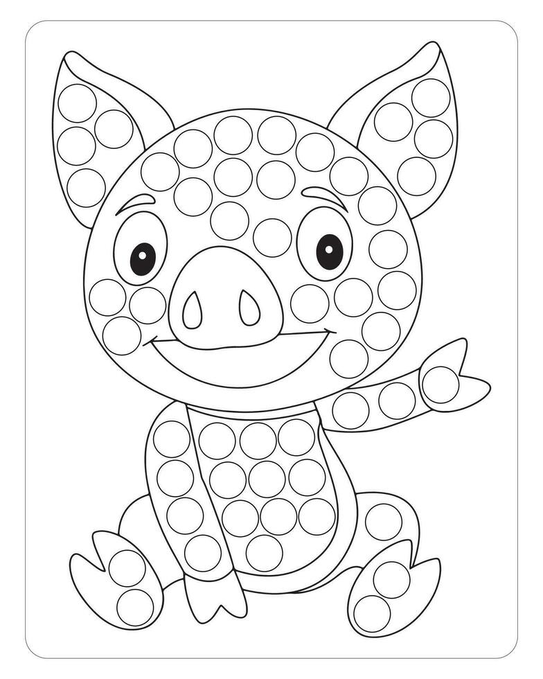 Pig Dot Marker for  Coloring Pages vector