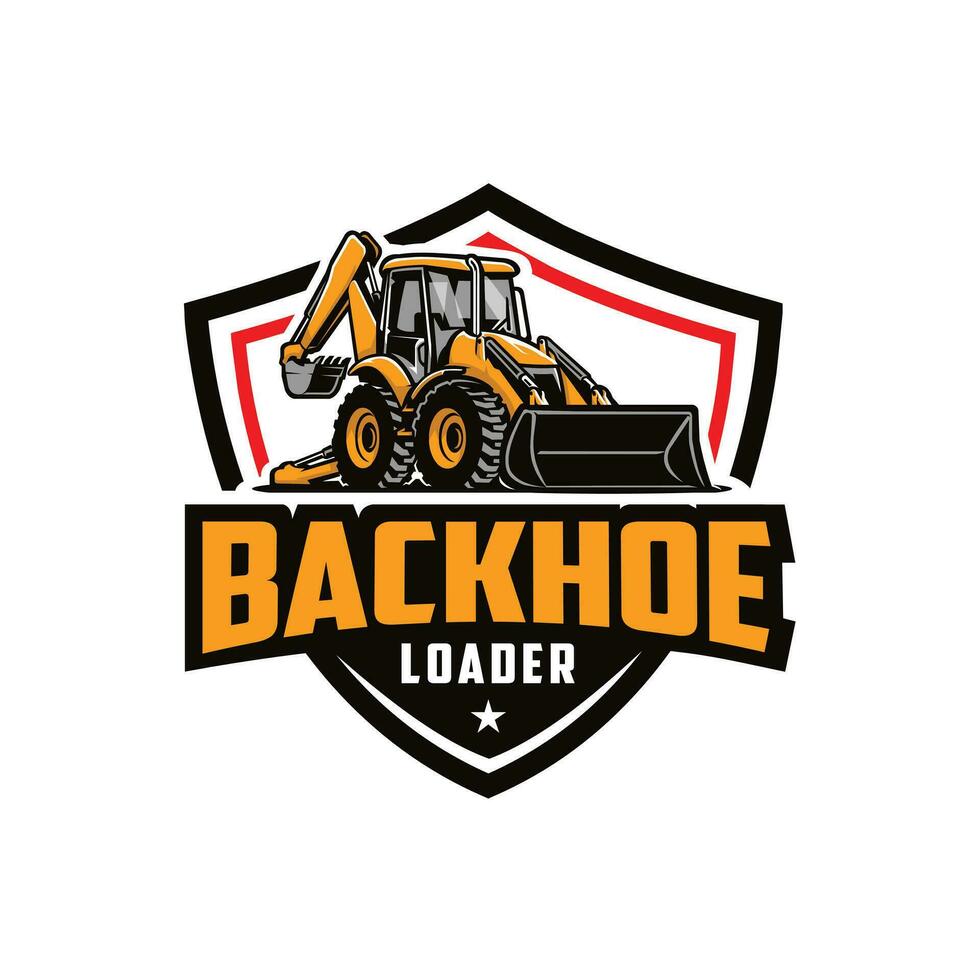 Backhoe Loader Company Badge Logo Vector. Best for Construction Related Industry vector