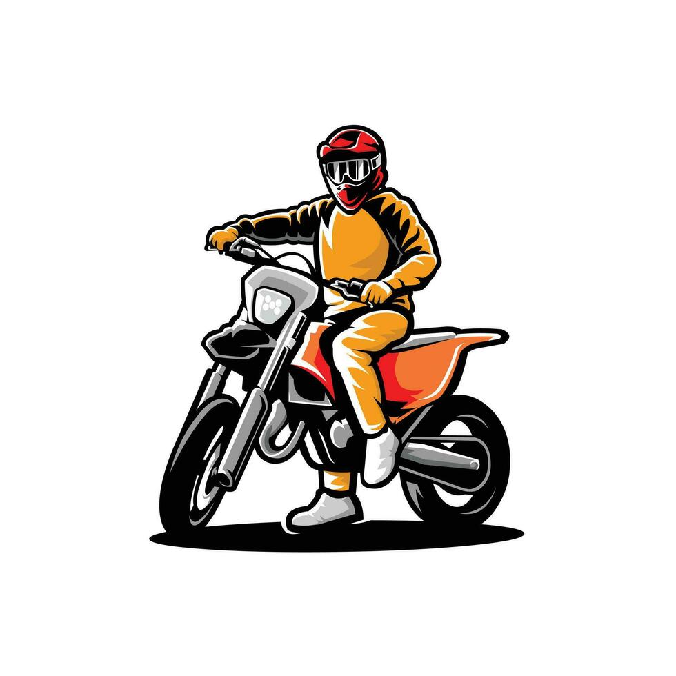 Super Moto Biker Vector Illustration. Best for Adventure Sport Motor Bike Related Industry