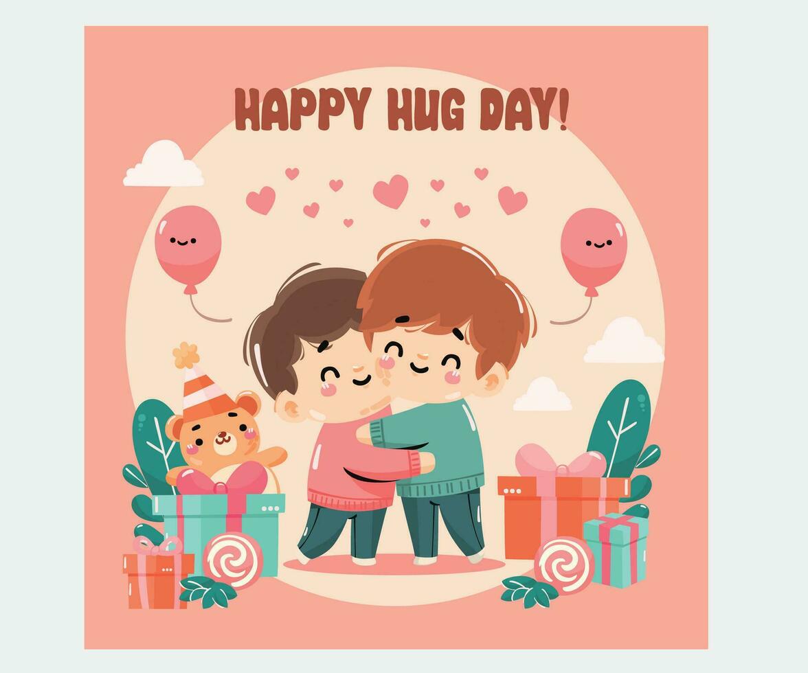 Flat Illustration for Hug Day Celebration vector