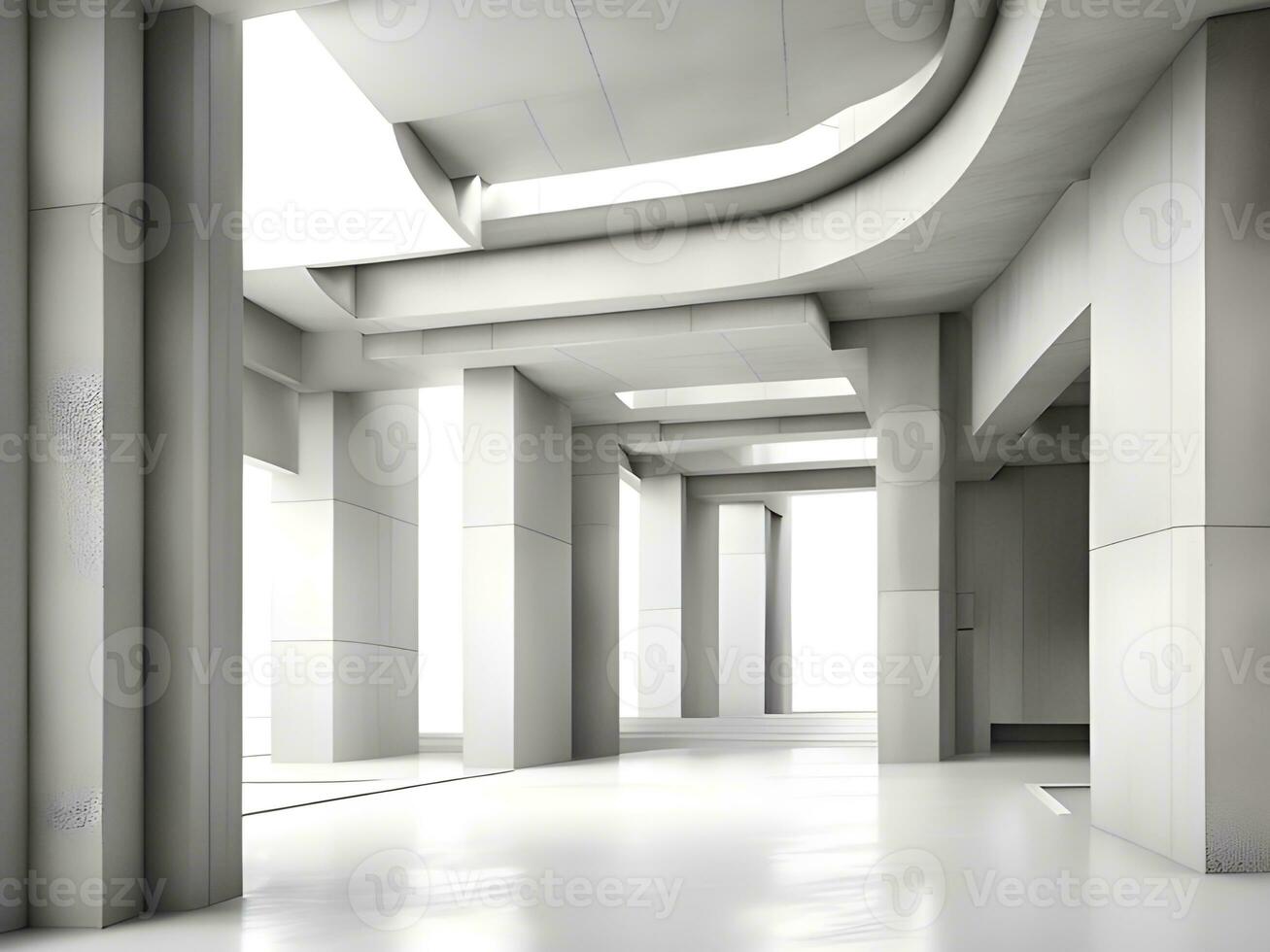 AI generated White clean empty architecture interior space room studio background wall display products minimalistic. 3d rendering. photo