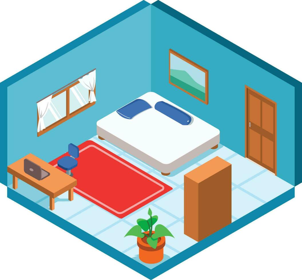 ISOMETRIC of BEDROOM vector