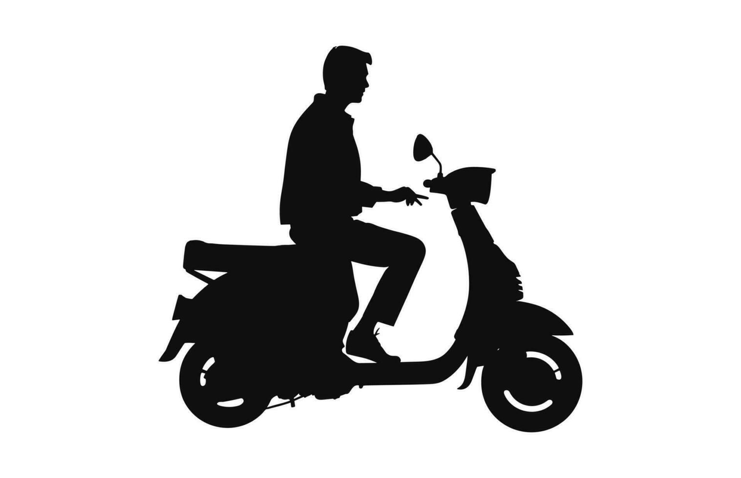 A Person Riding Scooter Vector Silhouette isolated on a white background