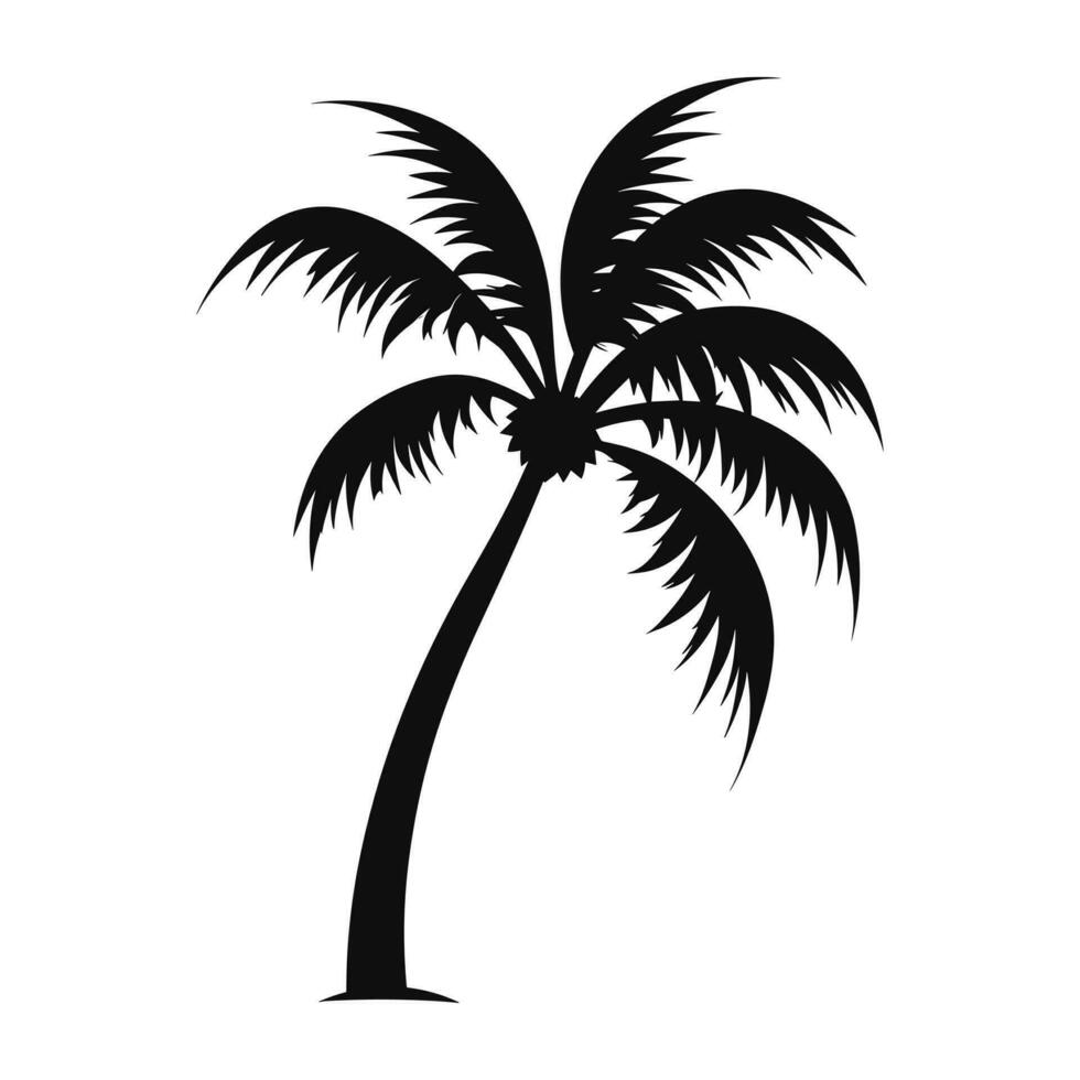A Tropical Palm tree Silhouette vector isolated on a white background