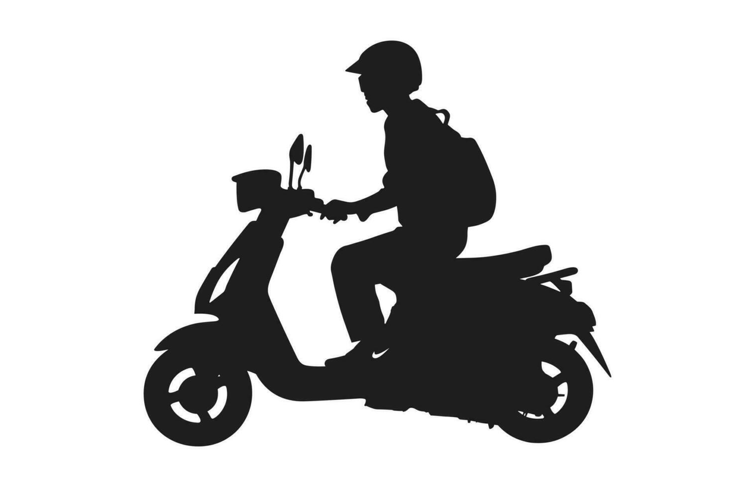 A Person Riding Scooter Vector Silhouette isolated on a white background