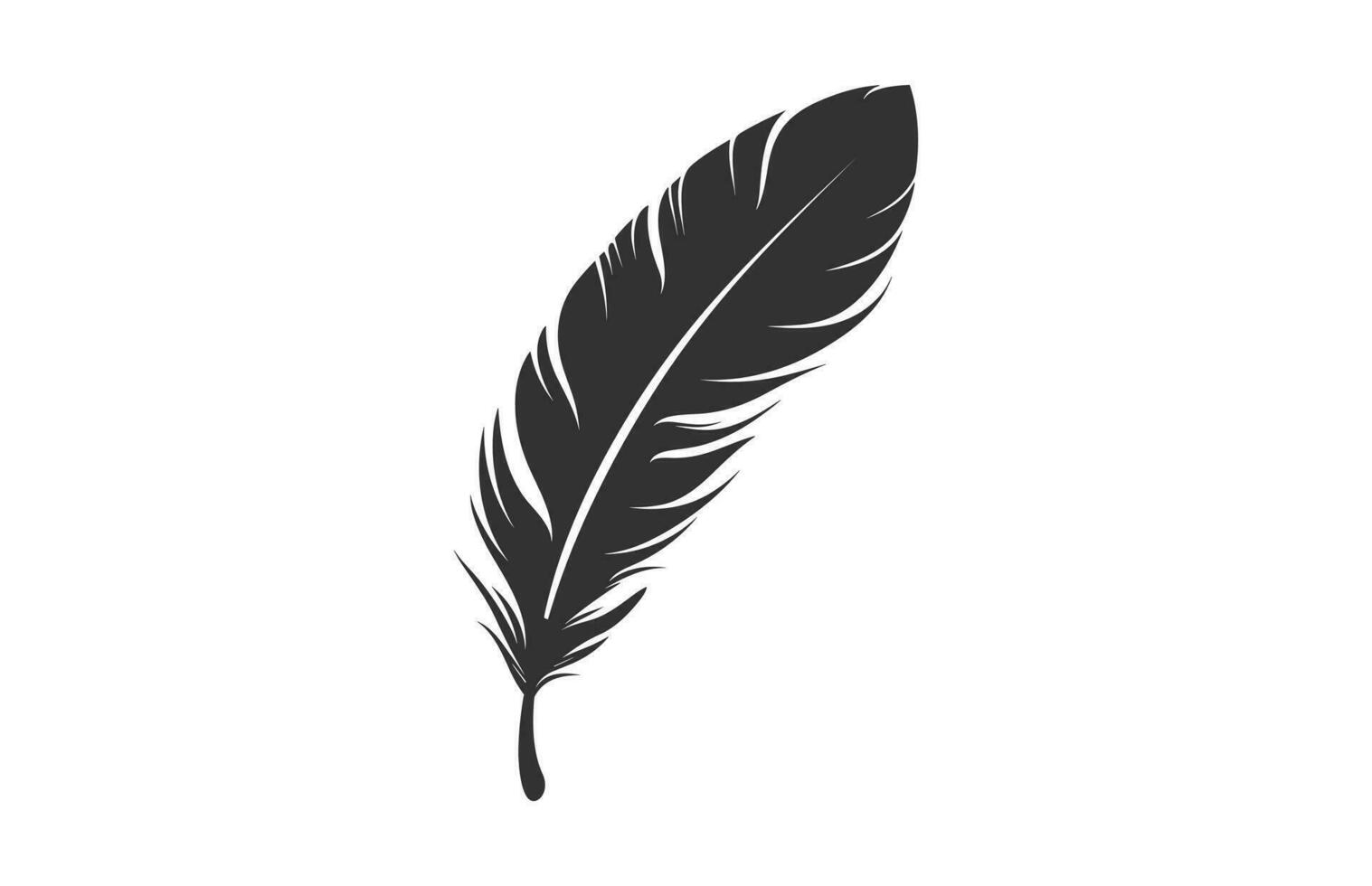 A Feather black Silhouette isolated Vector, Bird Feather Clipart on a white background vector