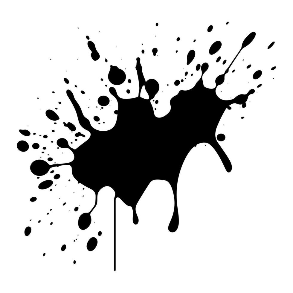 Ink drops and splash vector isolated on a white background, A Paint Splatter black vector Silhouette, Drips ink splatter