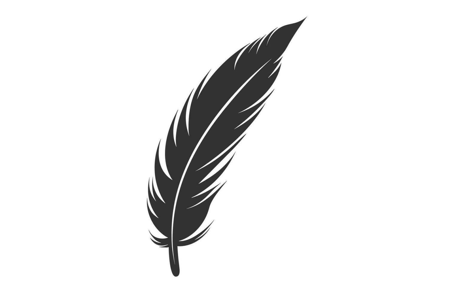 A Feather black Silhouette isolated Vector, Bird Feather Clipart on a white background vector