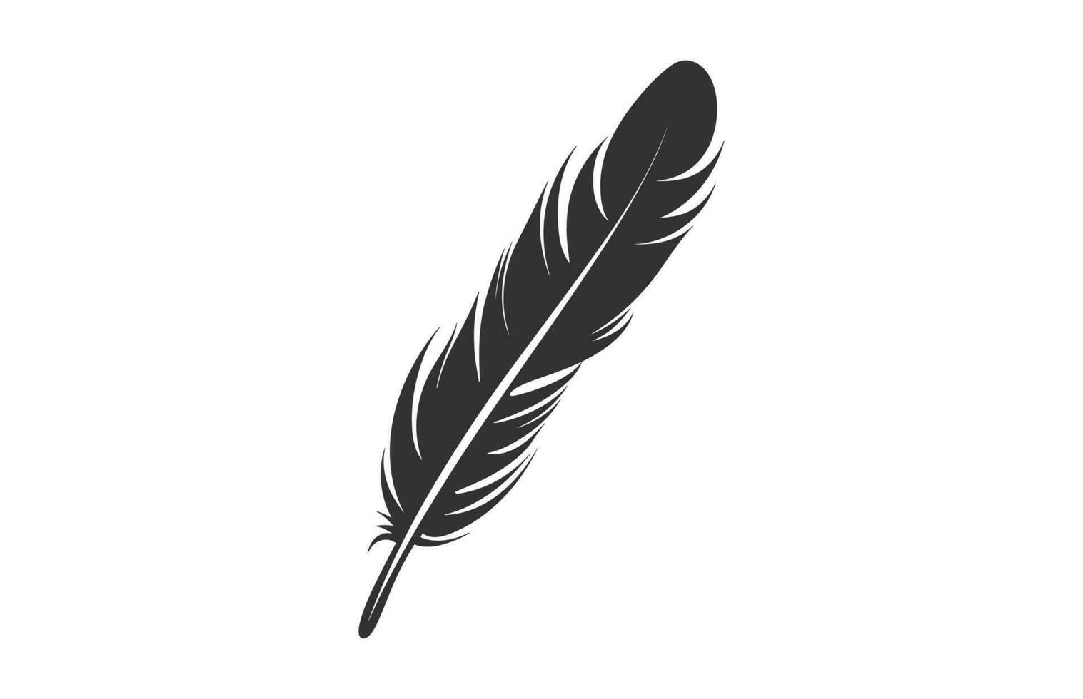 un pluma negro silueta aislado vector, pájaro pluma clipart en un blanco antecedentes vector