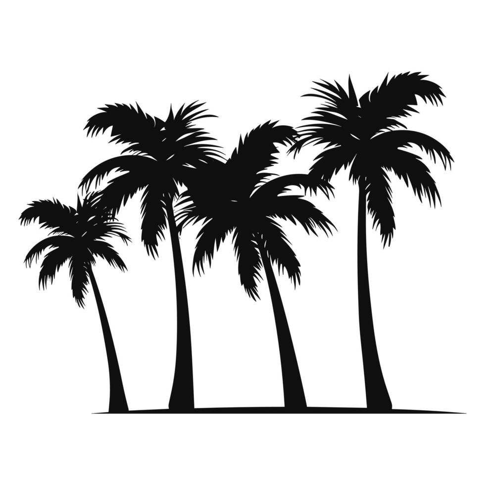 Tropical Palm trees vector Silhouette Free