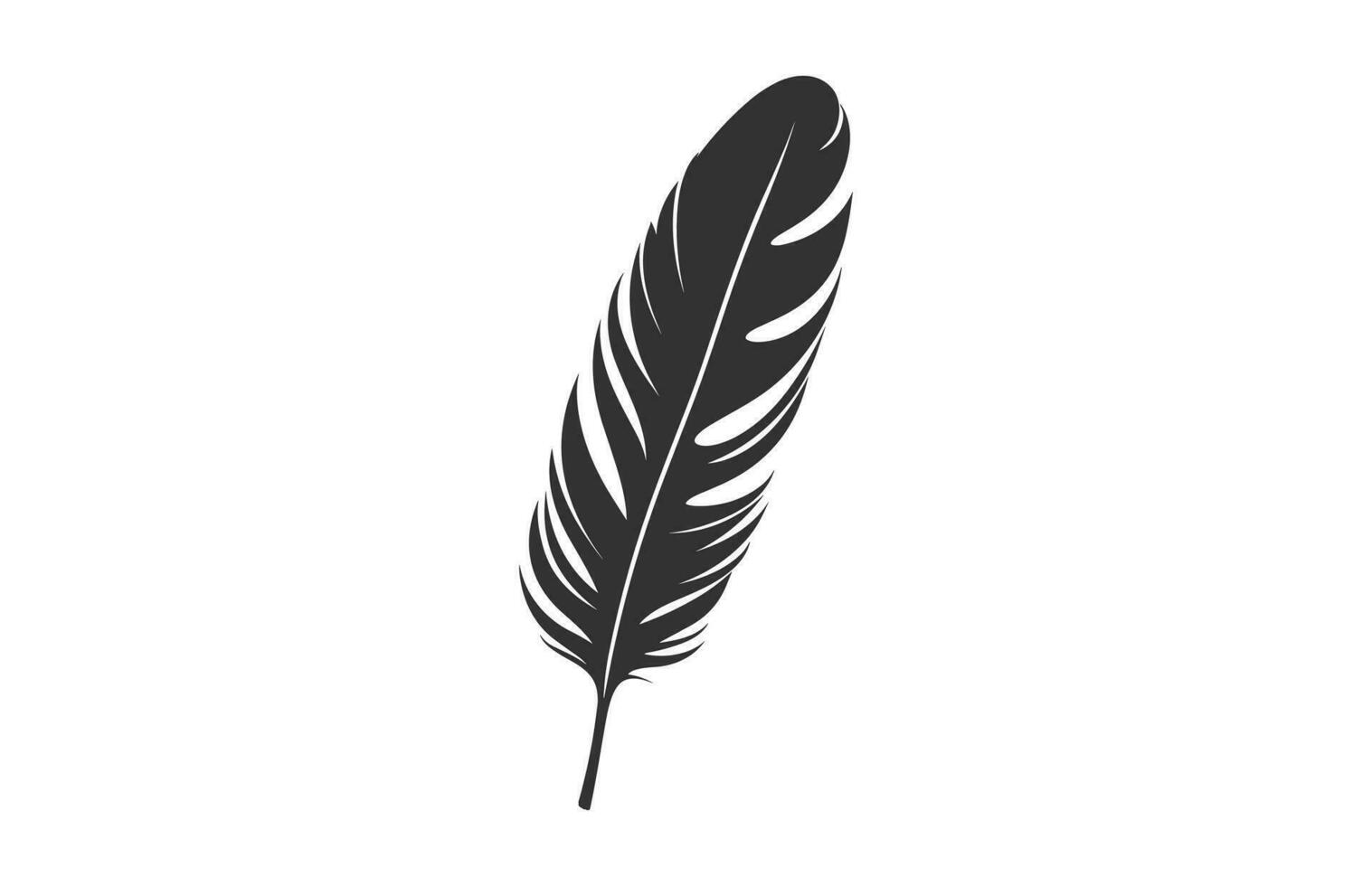 A Feather black Silhouette isolated Vector, Bird Feather Clipart on a white background vector