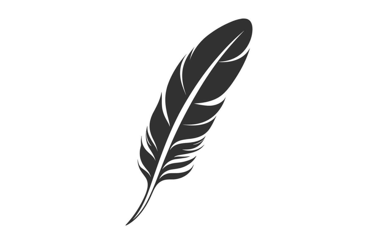 A Feather black Silhouette isolated Vector, Bird Feather Clipart on a white background vector