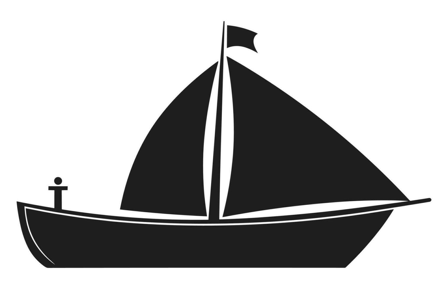 A Sailboat Vector Silhouette isolated on a white background, Sailing boat black shape Clipart