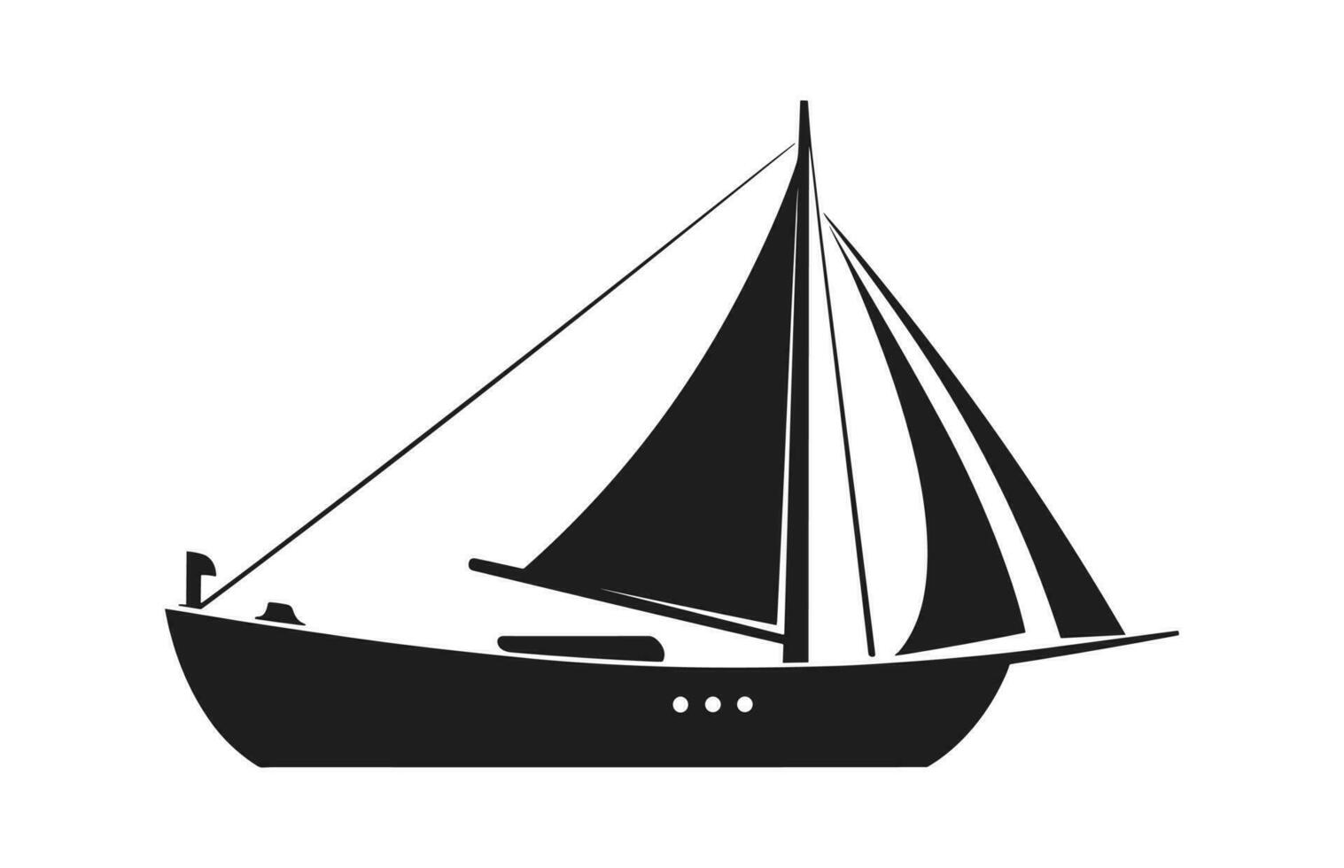 un velero vector silueta aislado en un blanco fondo, navegación barco negro forma clipart