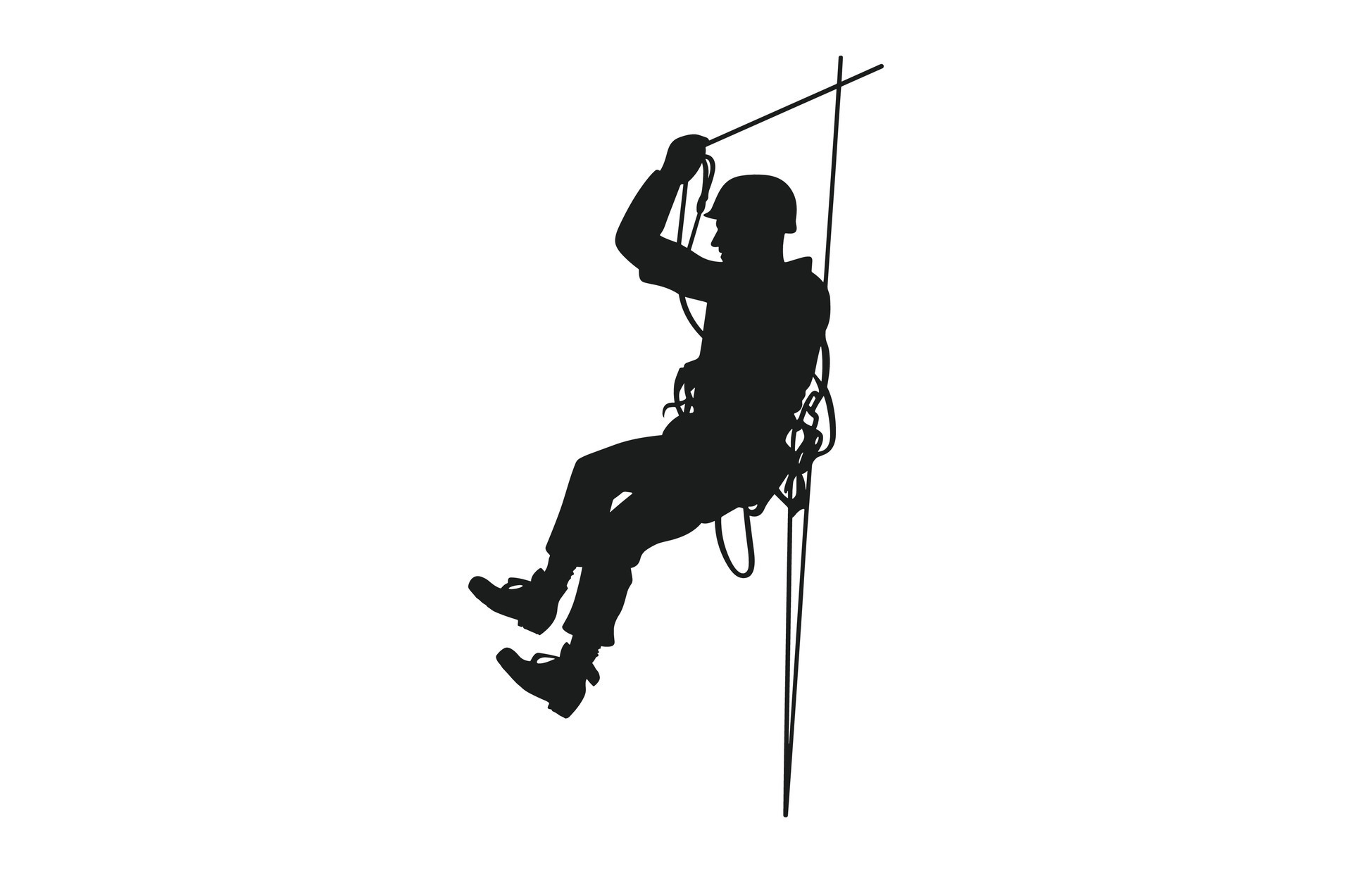 Rappelling Silhouette vector isolated on a white background, A male