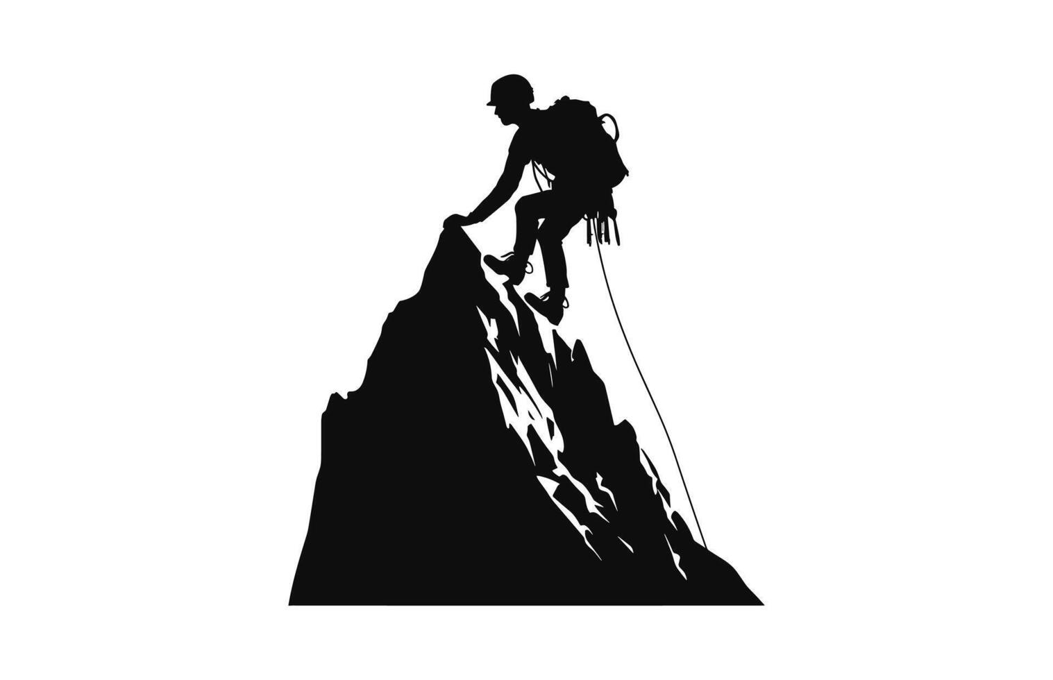 A Silhouette of Alpinist Climbing black Vector