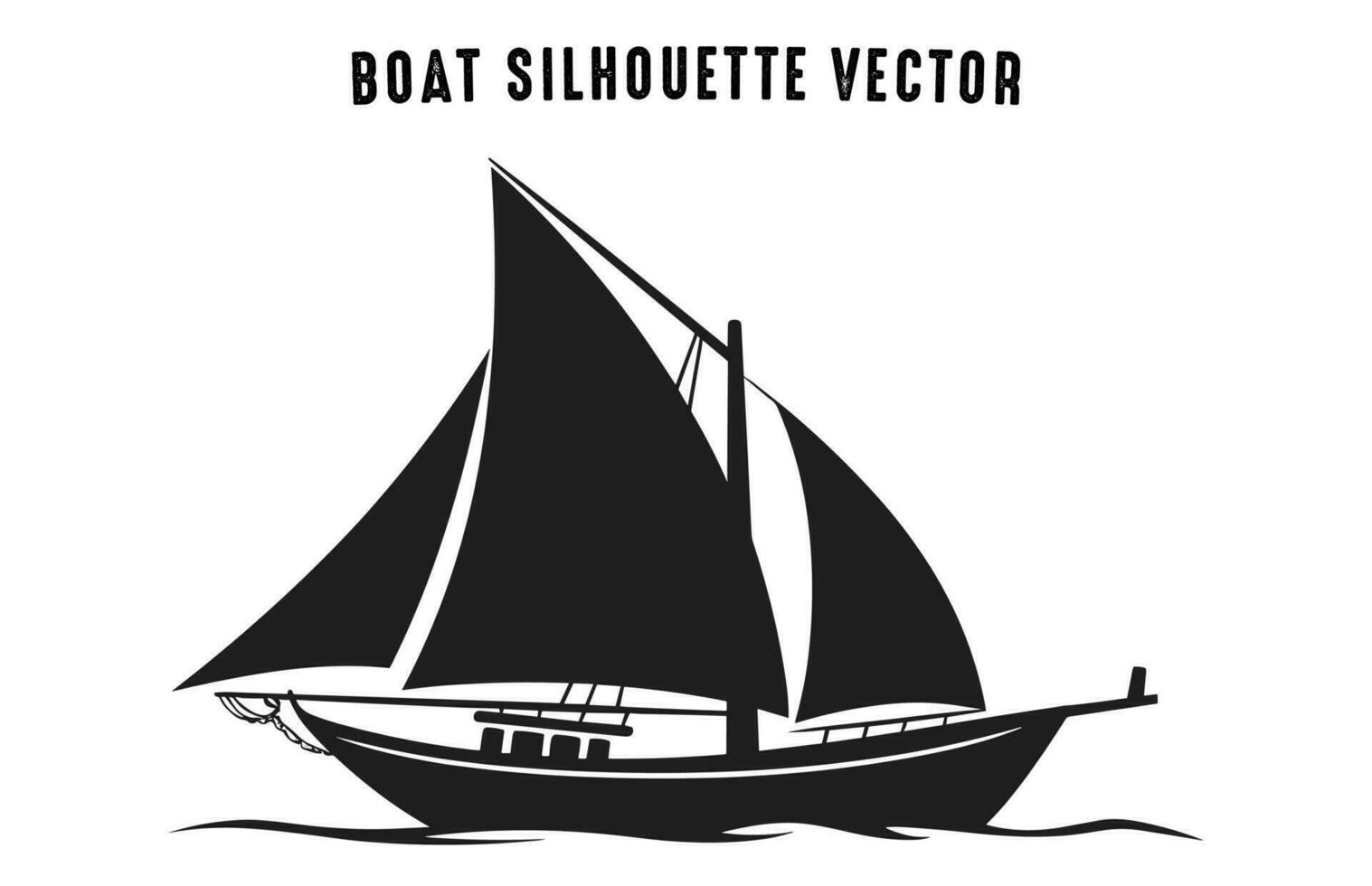 A Sailboat Vector Silhouette isolated on a white background, Sailing boat black shape Clipart