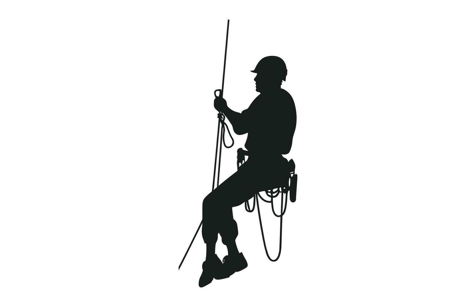 Rappelling Silhouette vector isolated on a white background, A male Rappeller Clipart