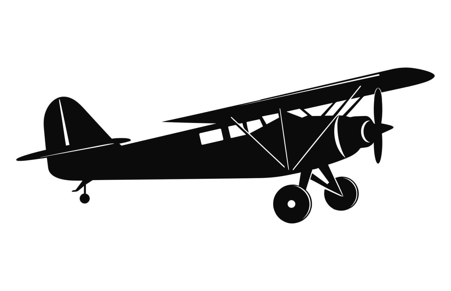 A Biplane Silhouette Vector free