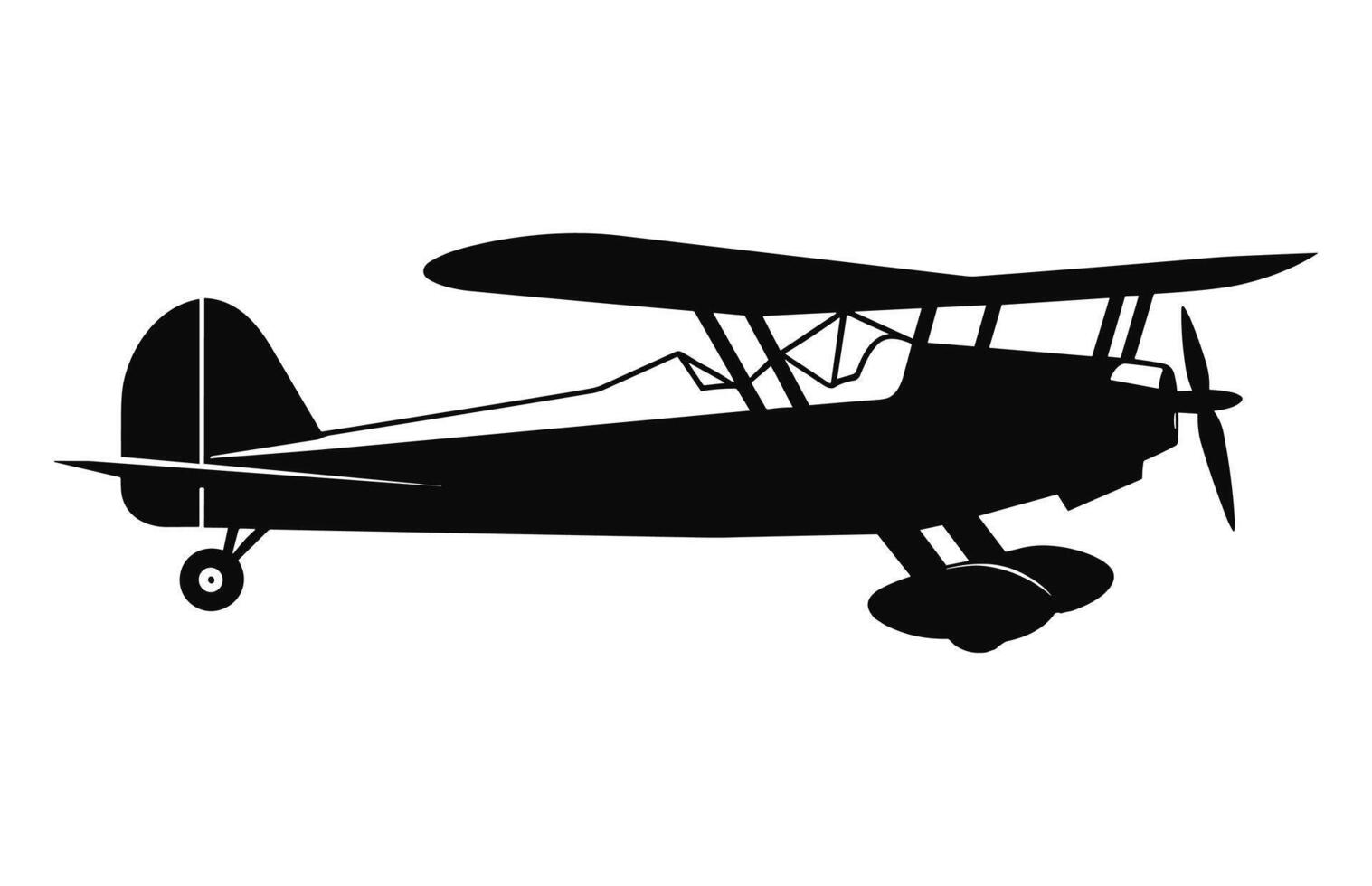 A Biplane Silhouette Vector free