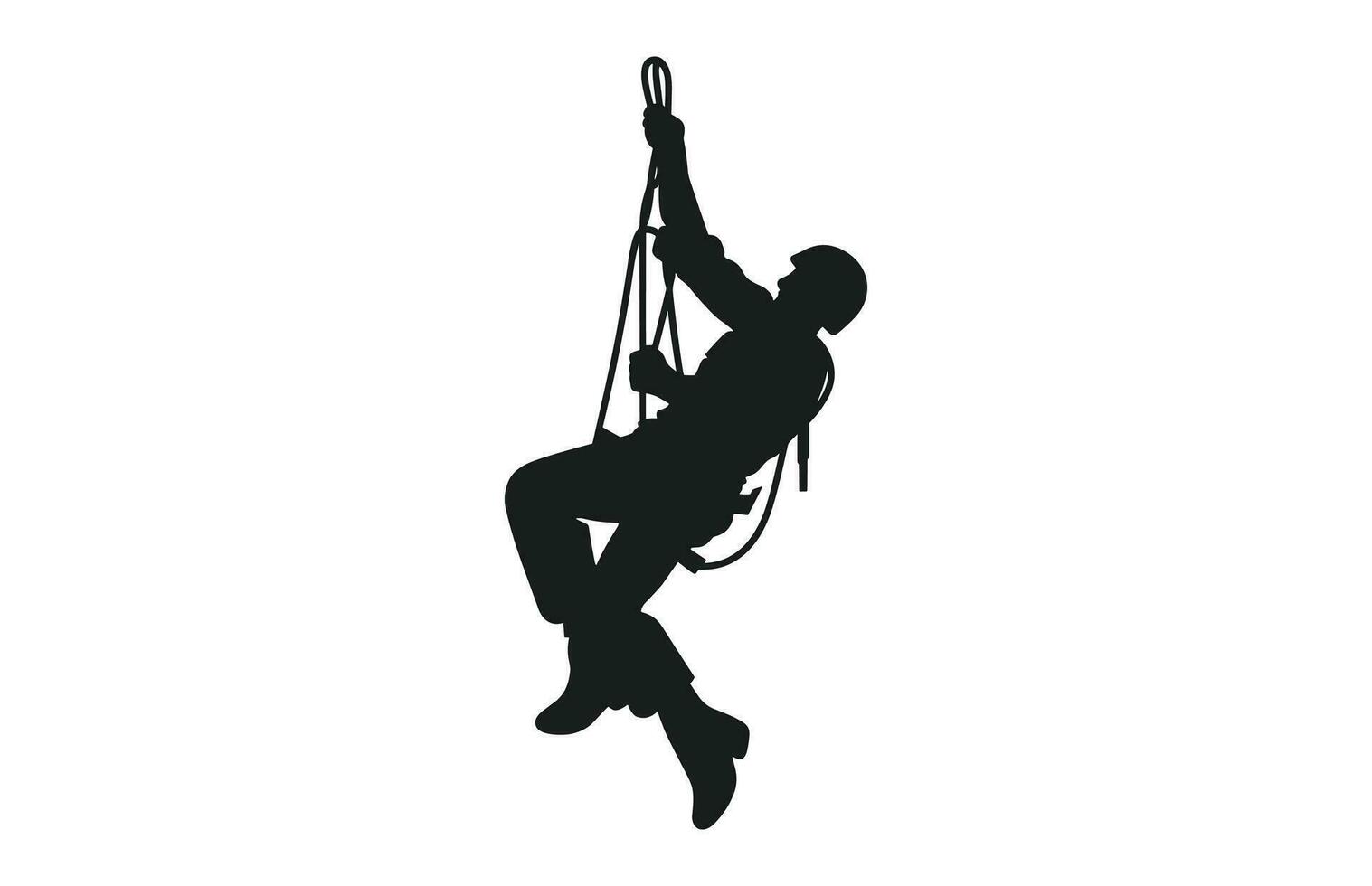 Rappelling Silhouette vector isolated on a white background, A male Rappeller Clipart