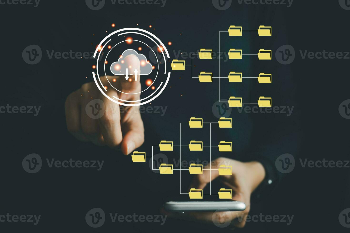 Document Management System DMS, Online document database management, Organization document Organized, automated processes to manage files, ERP enterprise efficient, business technology. photo