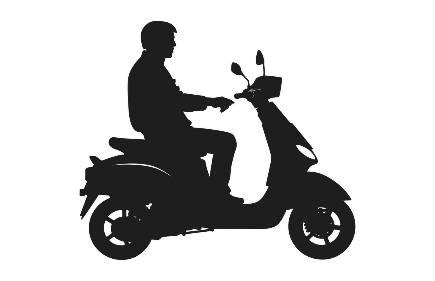 A Person Riding Scooter Vector Silhouette isolated on a white background