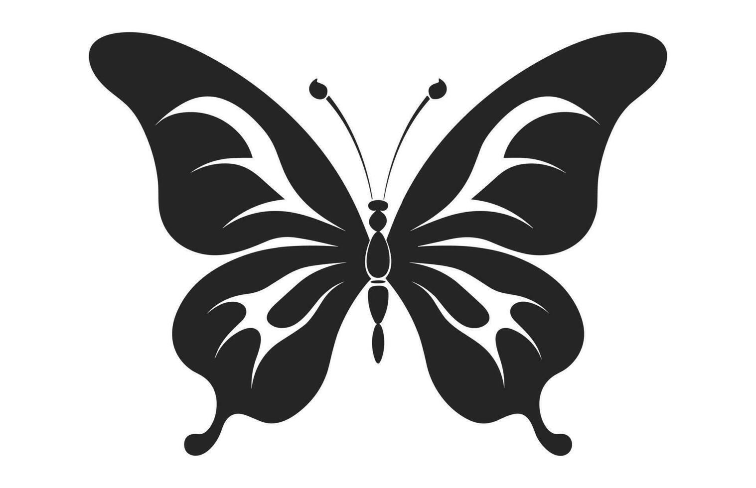 A beautiful Butterfly Silhouette isolated on a white background, A monarch Butterfly Vector