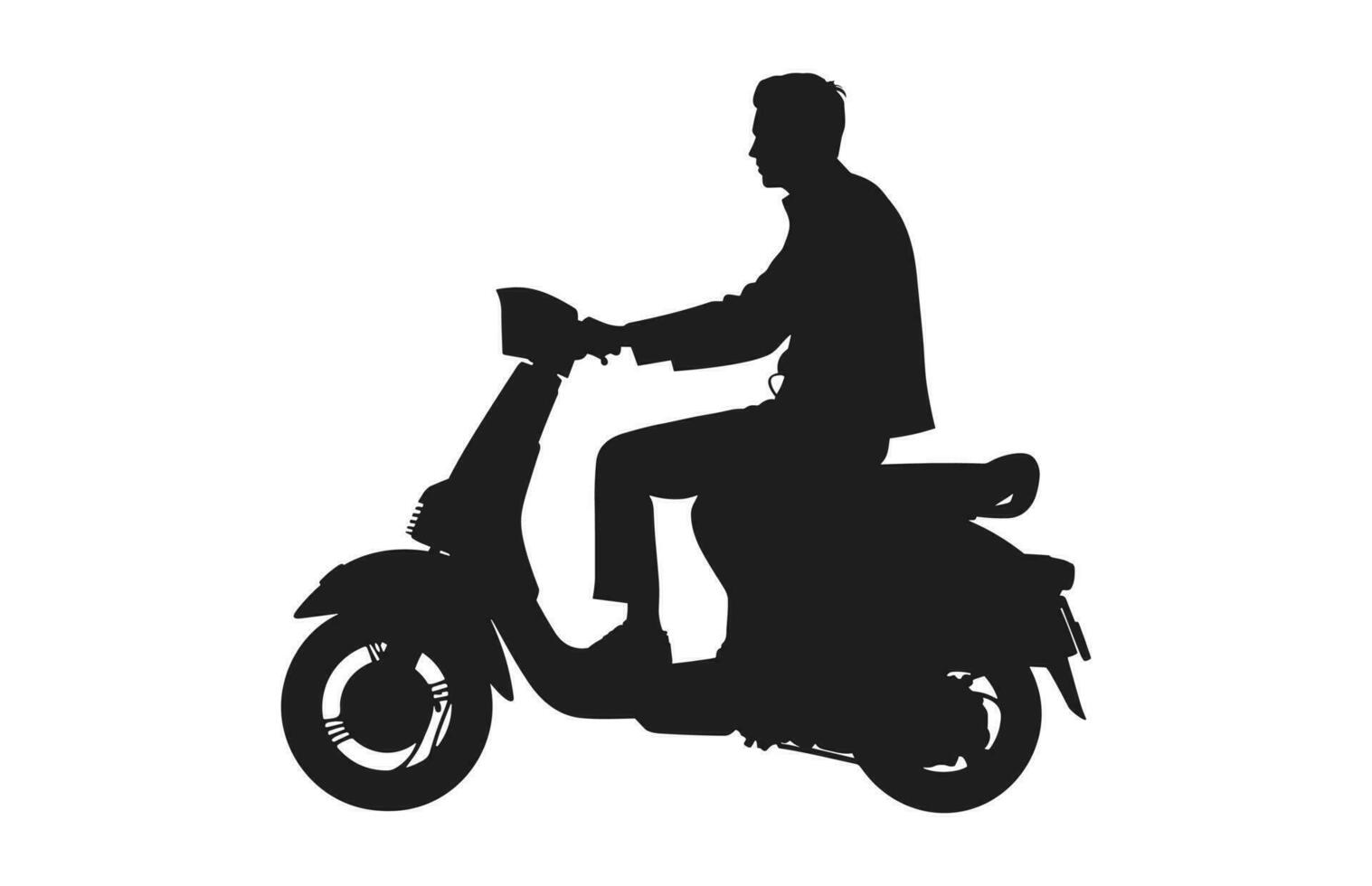 A Person Riding Scooter Vector Silhouette isolated on a white background